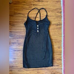 Aakaa Black Crochet Slip Dress